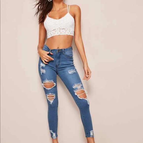 Distressed Faded Skinny Jeans - Picture 3 of 7